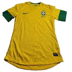 Nike Dri-Fit Brasil National Soccer Jersey Yellow Men's Medium Authentic